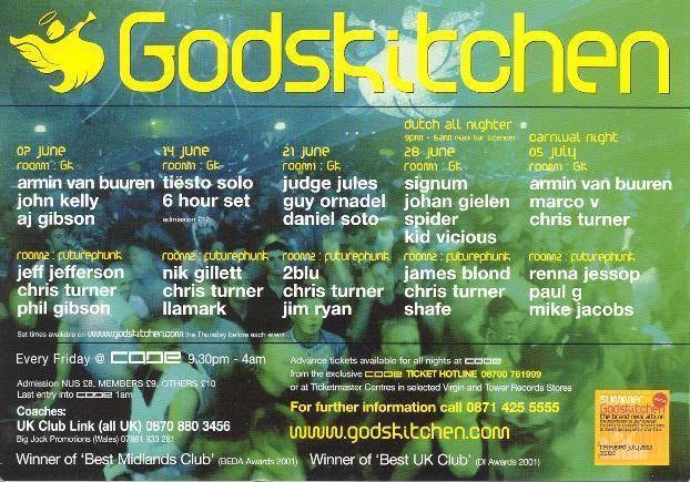Inside Godskitchen club with massive laser lights and crowd dancing